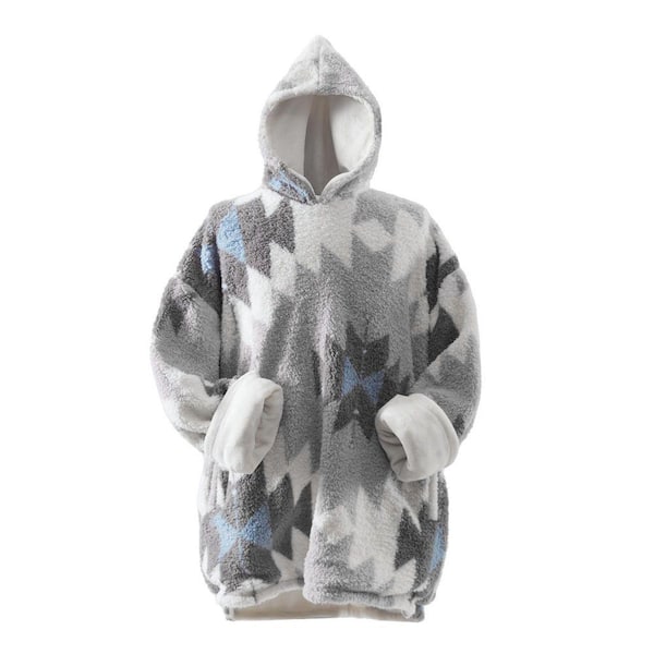 Gray Wearable Throw Blanket Hoodie