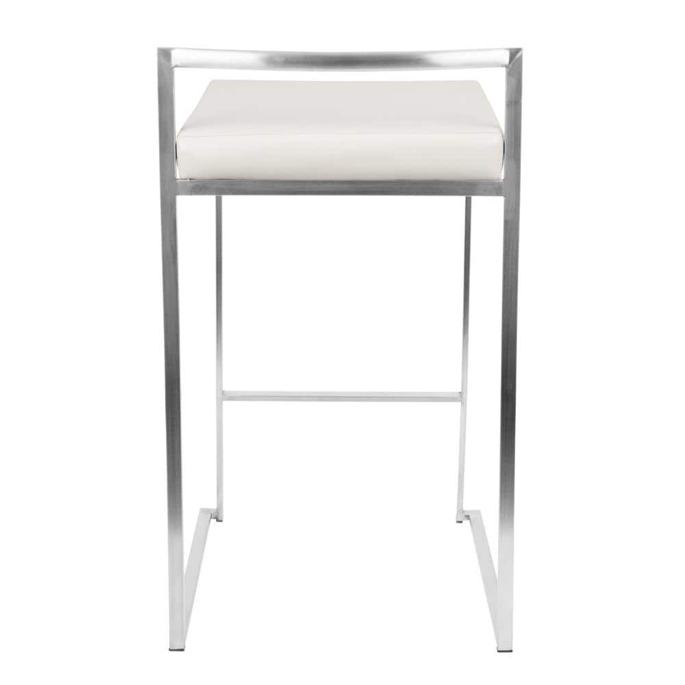 Contemporary Fuji 31" White Faux Leather Counter Stool