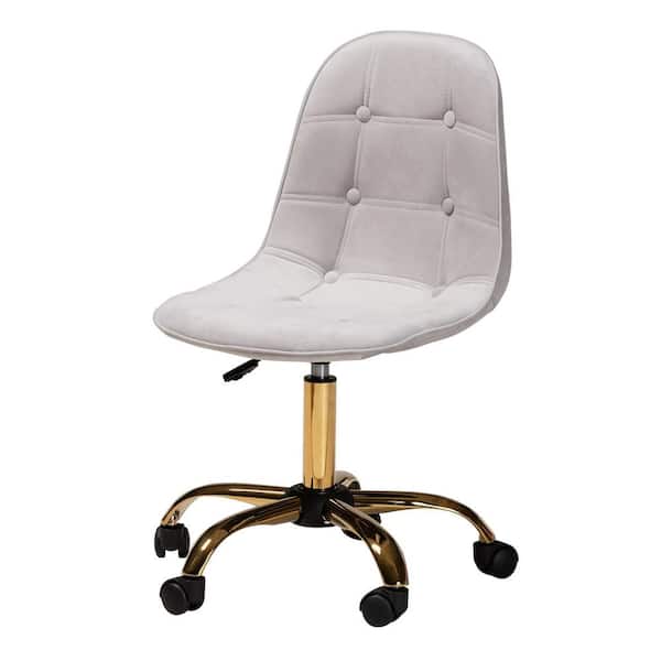 Baxton Studio Kabira Grey and Gold Velvet Fabric Seat Task Chair