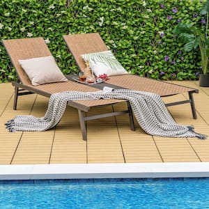 2-Piece Metal Outdoor Patio Chaise Lounge with Middle Panel