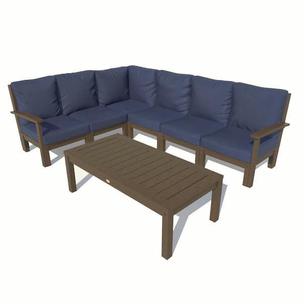 Highwood Bespoke Deep Seating 7-Piece Plastic Outdoor Sectional Set, Conversation Table with Cushions