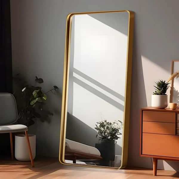 Dovelina Gold 32 in. x 71 in. Aluminum Alloy Full-Length Mirror with Rounded Corners