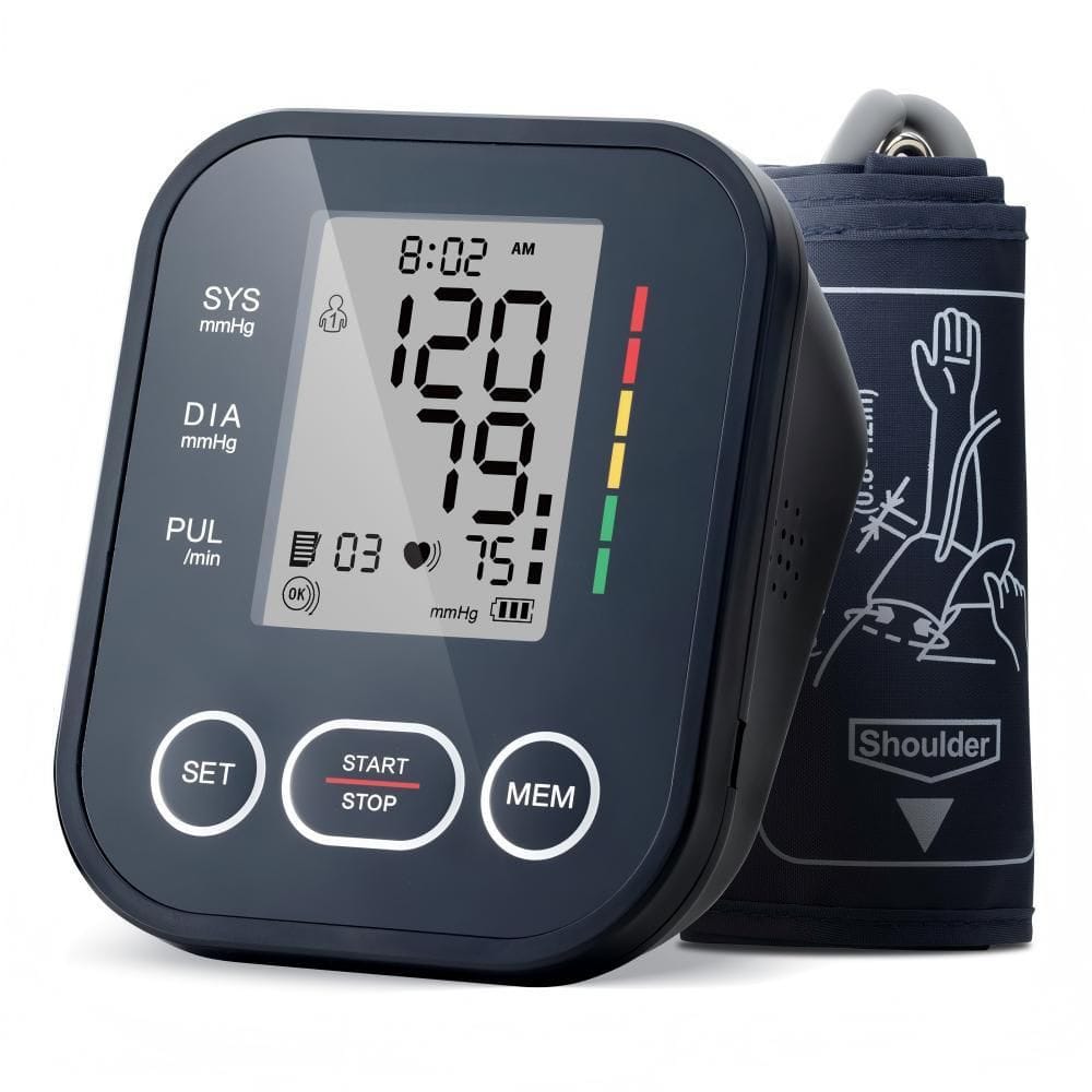 Upper Arm Blood Pressure Monitor, Adjustable Cuff, 1-Button Operation, Dual User Mode with Heartbeat Alert, Black price history on PriceWatchPro