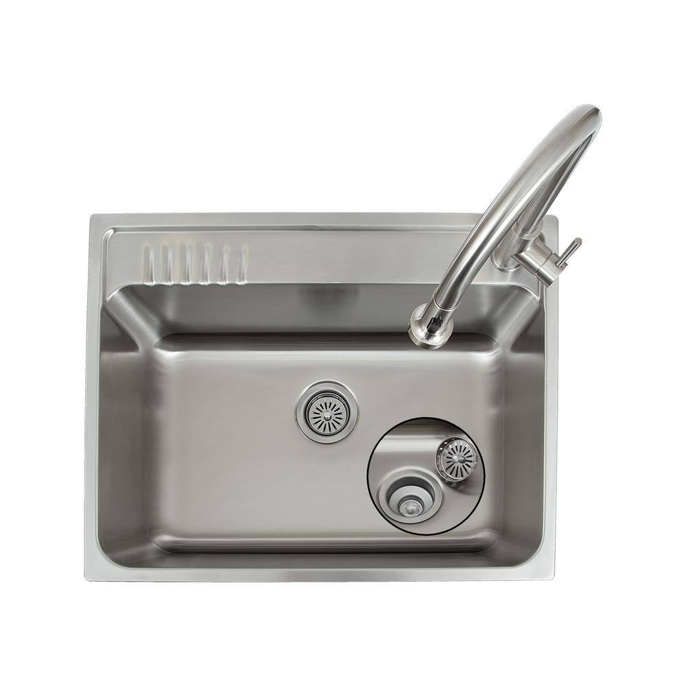 28" Stainless Steel Freestanding Utility Sink with Faucet and Drainboard