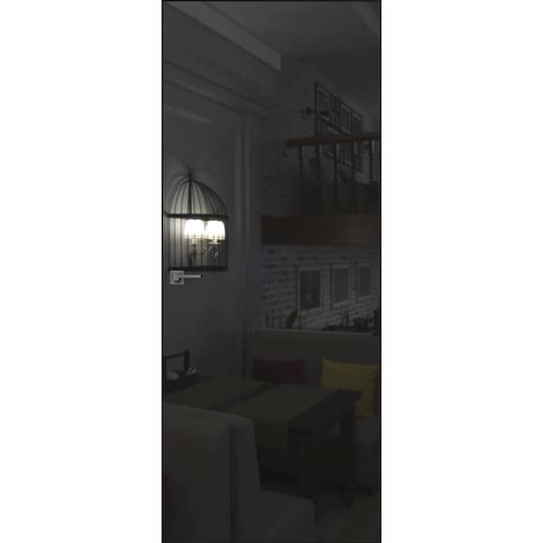 28 in. x 80 in. Unassembled Right-Hand/Outswing Solid Core Graphite Flush Mount Hidden Door with Black Hinge Finish