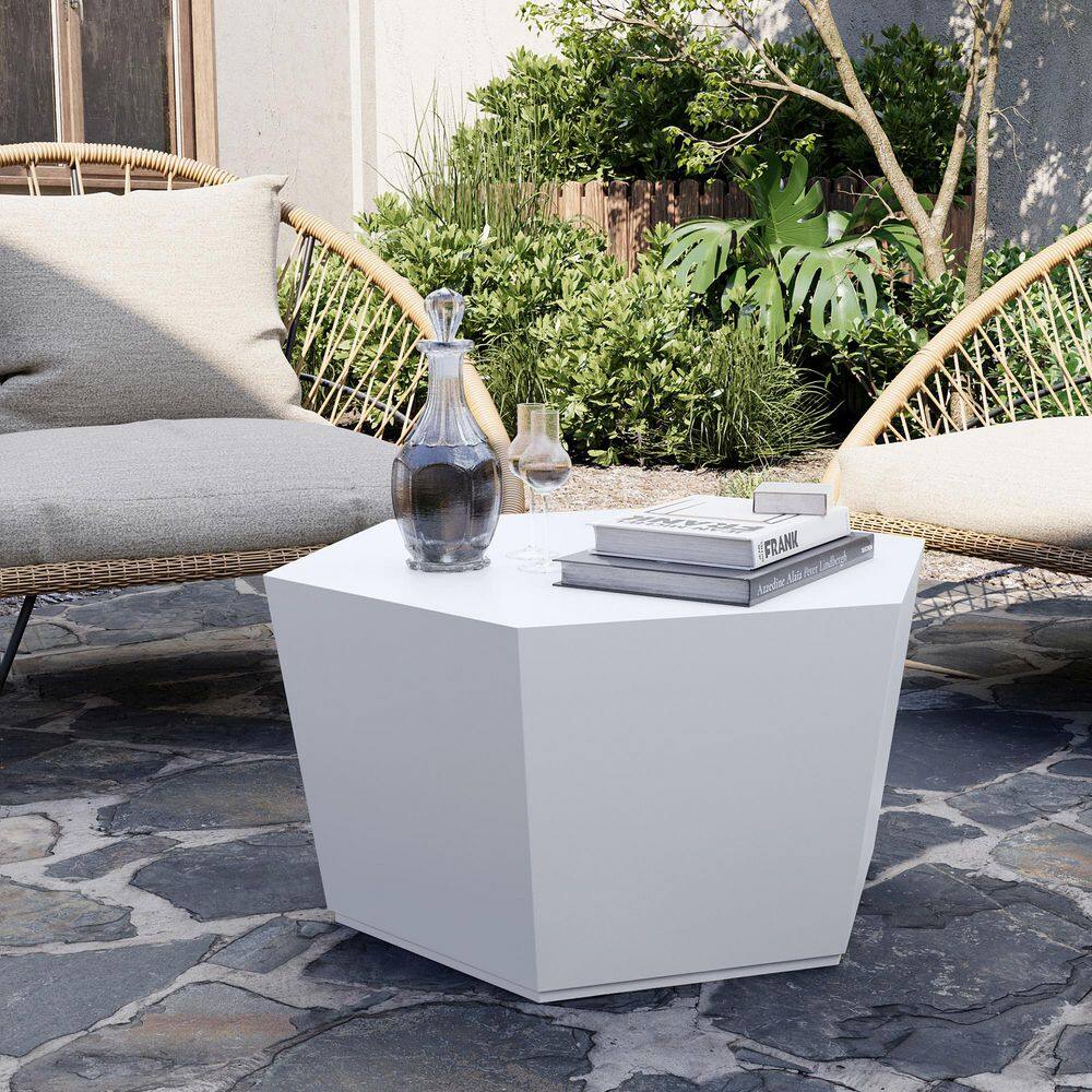 28'' Outdoor Hexagon Magnesium Oxide Coffee Table, Pure White price history on PriceWatchPro