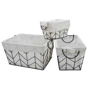 Metal Wire, Rectangular Storage Baskets (3-Piece Set of Decorative Nesting Storage Organizers)