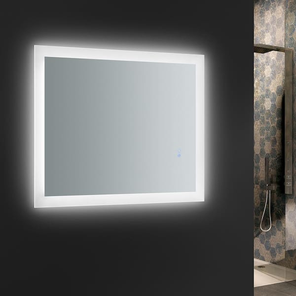Fresca Angelo 24 in. W x 30 in. H Frameless Rectangular LED Light Bathroom Vanity Mirror