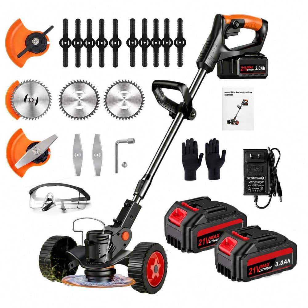 Cordless Weed Wacker with Wheels Electric Weed Eater with 3 Types Blades for Lawn Yard Grass Trimmer 1 Pack price history on PriceWatchPro