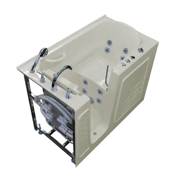 Universal Tubs Nova Heated 4.5 ft. Walk-In Whirlpool Bathtub in Biscuit with Chrome Trim