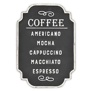 15.5 in. x 22 in. Black, White Types Of Coffee Metal Wall Art 1-Piece