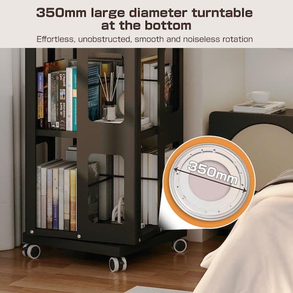 CSC DECOR INC 54.7 in. Tall White Steel 4-Tier Rotating Bookcase