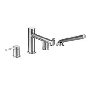 Align 2-Handle Deck Mount Roman Tub Faucet Trim Kit with Hand shower in Chrome (Valve Not Included)