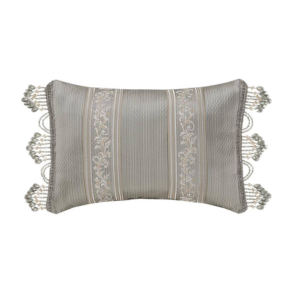 Medellin Sage Polyester Damask Bolster Decorative Throw Pillow 15 in. L x 5