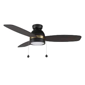 Troyes 48 in. Color Changing Integrated LED Indoor Black 5-Speed DC Ceiling Fan with Light Kit and Pull Chain
