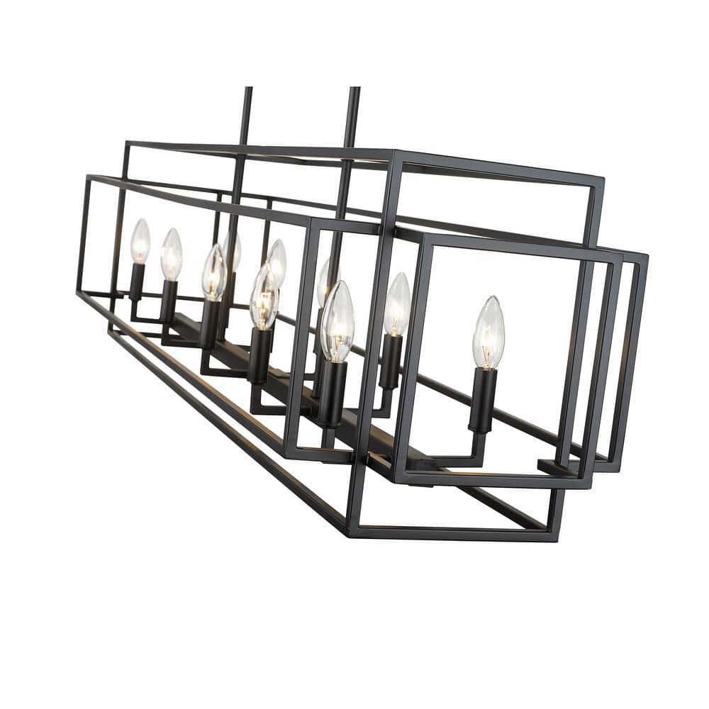 Matte Black 54" Steel 10-Light Island Pendant