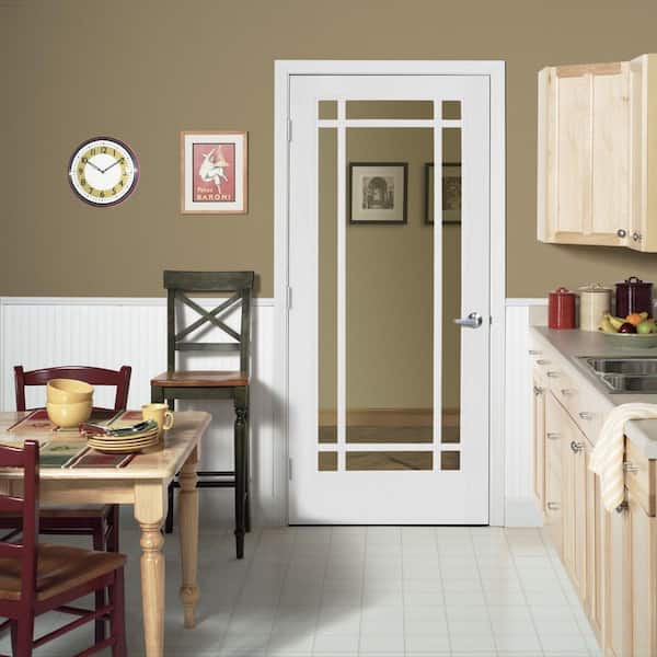 MMI DOOR 30 in. x 80 in. Right Handed Primed Composite Clear Glass