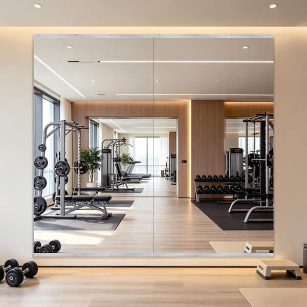 Silver 36 in. W x 72 in. H Rectangular Frameless Tempered HD Floor Mirror/Gym Mirror (Screws Included)