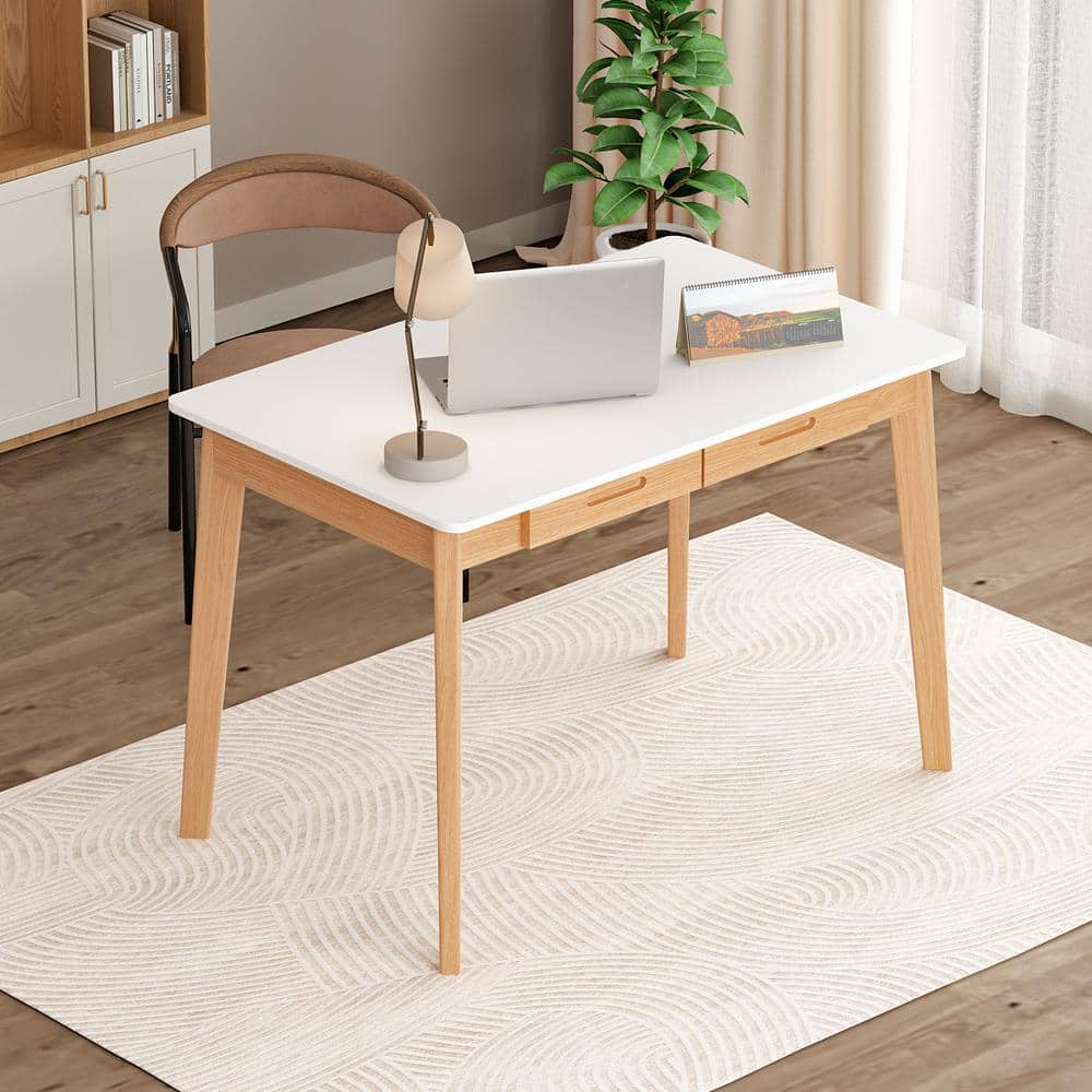 FUFU&GAGA 39.4 in. W-29.5 in. H White Rectangular MDF Computer