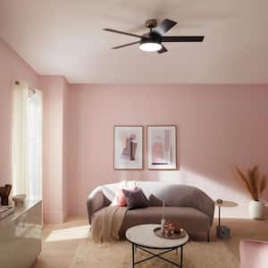Compass 52 in. Integrated LED Indoor Brushed Nickel Down Rod Mount Ceiling Fan with Light and Remote