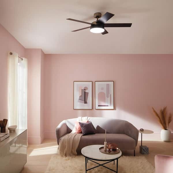 Compass 52 in. Indoor Brushed Nickel Downrod Mount Ceiling Fan with Integrated LED with Remote Control