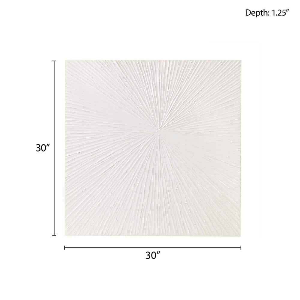 Sunburst White Abstract Acrylic Dimensional Wall Art, 30" x 30"