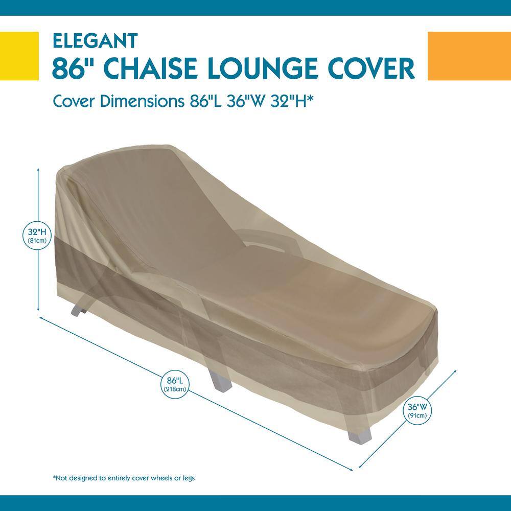 Elegant 86 Inch Beige and Brown Waterproof Patio Chaise Lounge Cover