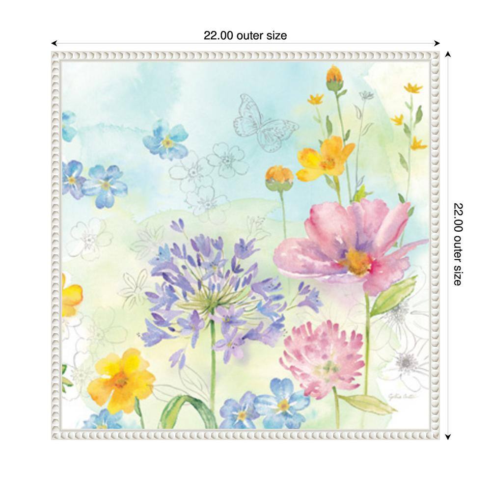 Wildflower Mix II Floral Canvas Art with White Frame