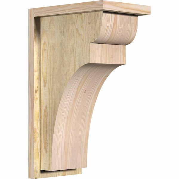 Ekena Millwork 8 in. x 12 in. x 20 in. Douglas Fir Yorktown Rough Sawn Corbel with Backplate