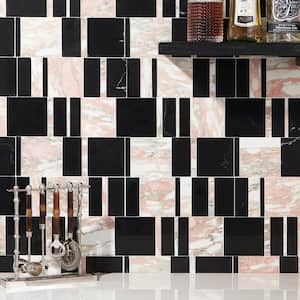 Ronwyn Rosa 10.79 in. x 11.81 in. Polished Marble Floor and Wall Mosaic Tile (0.88 Sq. Ft. /Each)