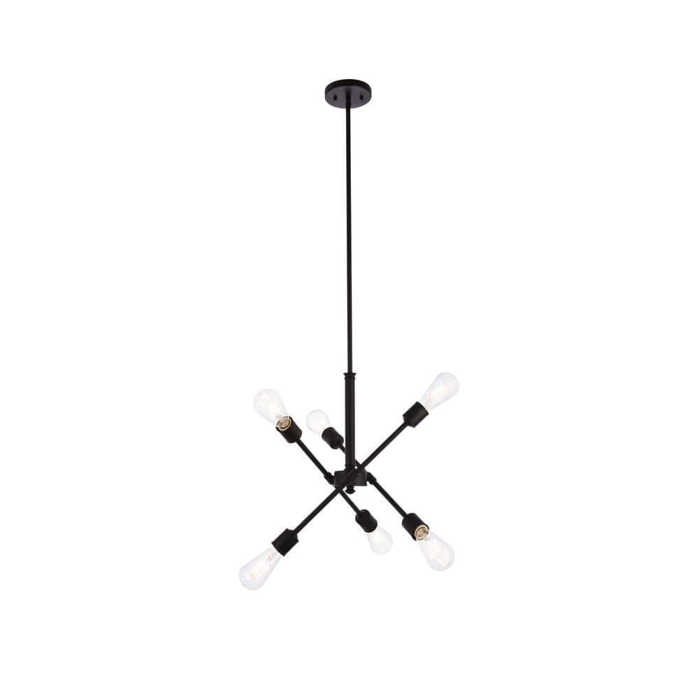 Timeless Home Aria 17 in. W x 19.6 in. H 6-Light Black Pendant