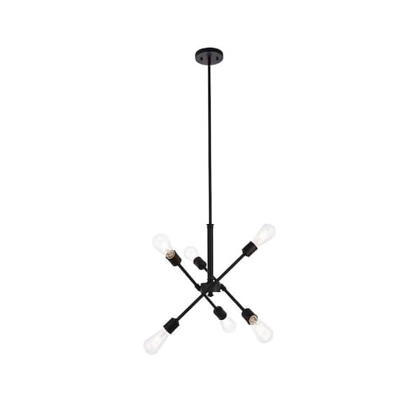 Unbranded Timeless Home Aria 17 in. W x 19.6 in. H 6-Light Black Pendant