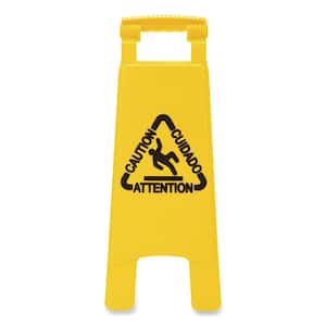 26 in. Yellow English/Spanish Two-Sided Site Safety Wet Floor Sign