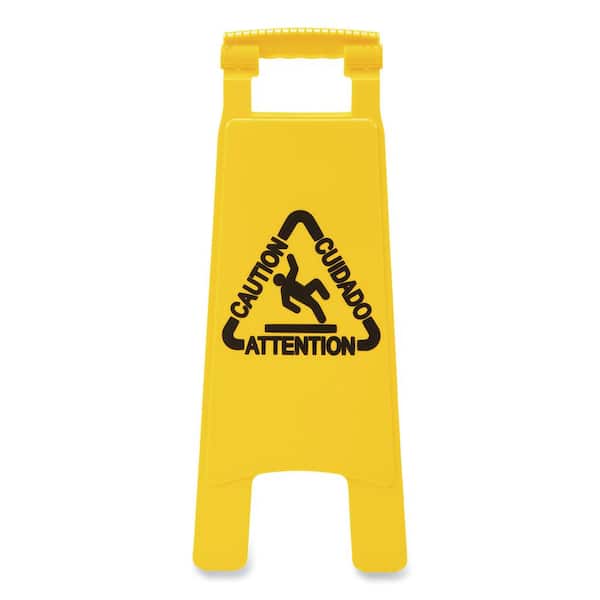 Boardwalk 26 in. Yellow English/Spanish Two-Sided Site Safety Wet Floor Sign