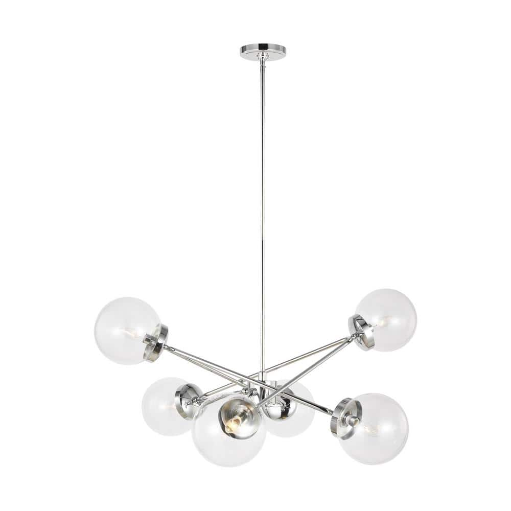 Generation Lighting Tierney 6-Light Chrome Hanging Chandelier with ...