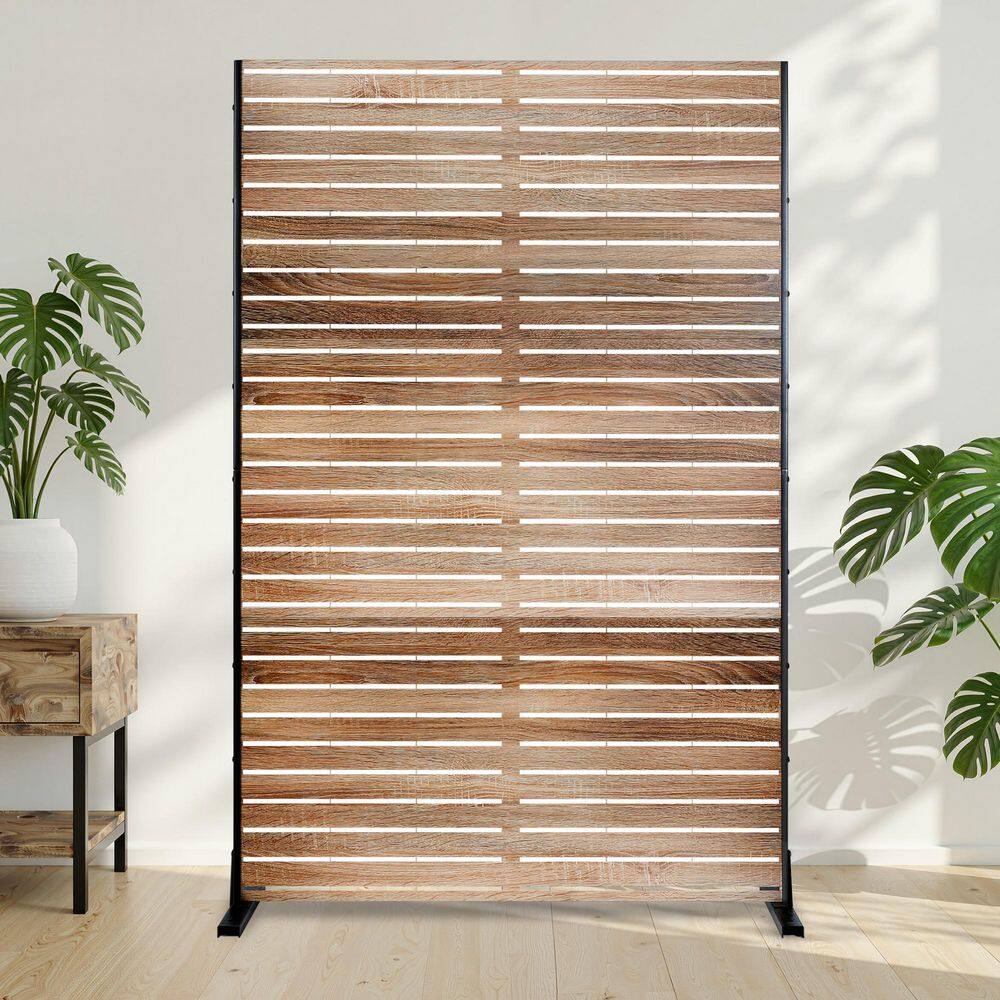 TUYOHW 47 in. W x 71 in. H Brown Metal Privacy Screen-Decorative ...