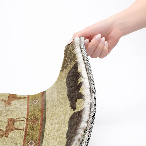 Dream Shag Premium Machine Washable Abstract ADS141 Brown 5 ft. x 7 ft. 6 in. Area Rug