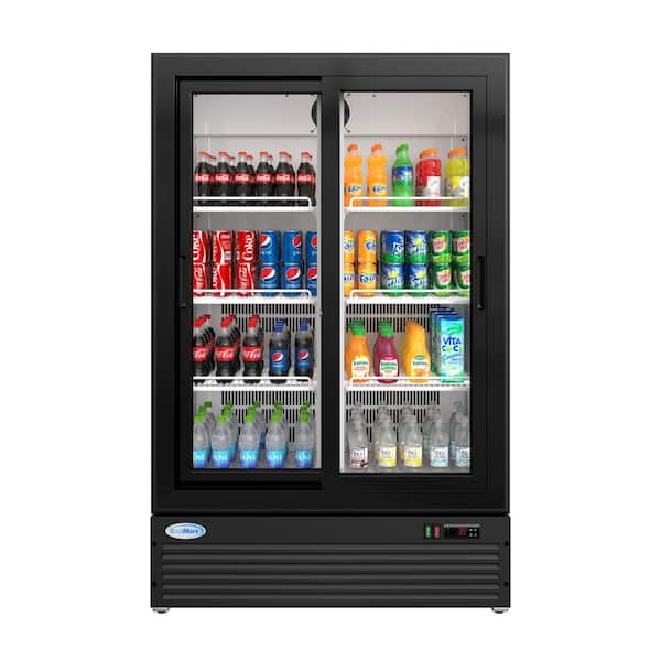 35 in. 10 cu. ft. Low Height Aisle-End Auto Defrost Retail Supermarket Display Merchandiser Refrigerator in Black