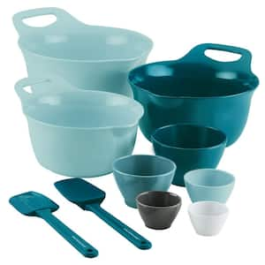 10-Piece Light Blue and Teal Mixing Bowl and Measure Set