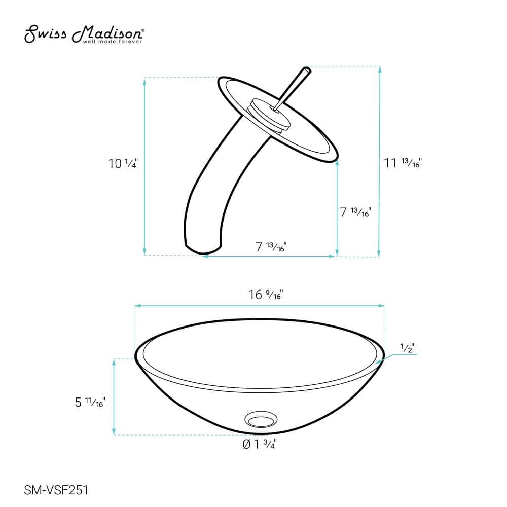 Cascade Clear Glass 16.5'' Vessel Sink with Waterfall Faucet