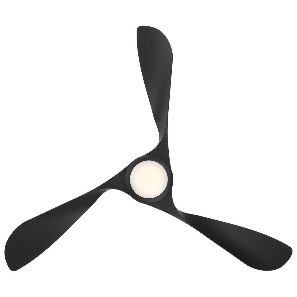 54" Matte Black Smart Ceiling Fan with LED Light and Remote