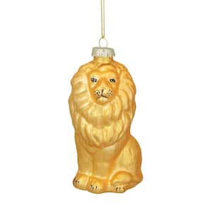 4.25 in. Yellow and Gold Glass Lion Christmas Ornament