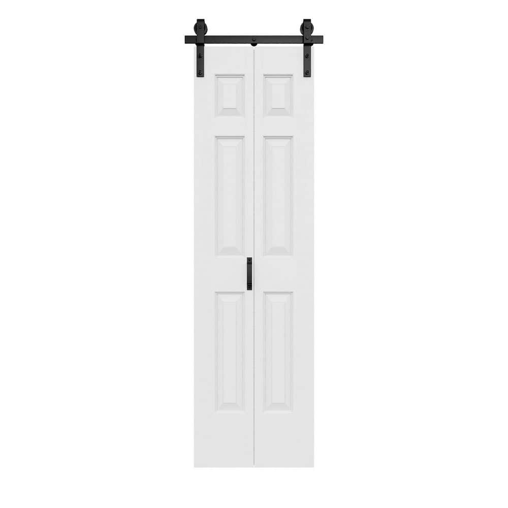 24 in. x 84 in. 6 Panel Bi-Fold Barn Door White Primed MDF Sliding Barn Door with Hardware Kit for Bathroom price history on PriceWatchPro