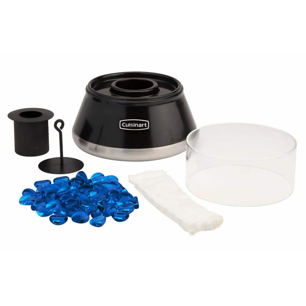 Compact Black Glass Tabletop Fire Pit