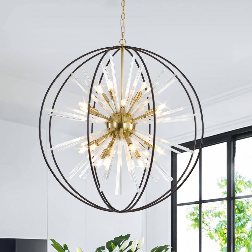 D 20-light Blcak&Gold Chandelier lighting with Metal and Crystal Glass for Entryway/Dining Room/Living room price history on PriceWatchPro