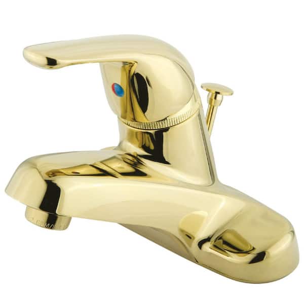 Kingston Brass Chatham 4 in. Centerset Single-Handle Bathroom Faucet with Brass Pop-Up in Polished Brass