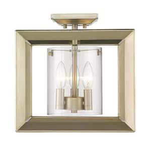 Smyth WG 3-Light White Gold 12 in. Semi-Flush Mount with Clear Glass