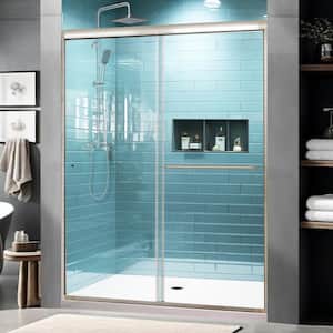 56 in. to 60 in. W x 70 in. H Sliding Semi-Frameless Shower Door in Brushed Nickel with Clear Tempered Glass