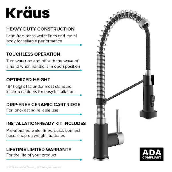 KRAUS Bolden 2-in-1 Pull-Down Single Handle Water Filter Kitchen Faucet in  Spot-Free Stainless Steel/Matte Black KFF-1610SFSMB - The Home Depot