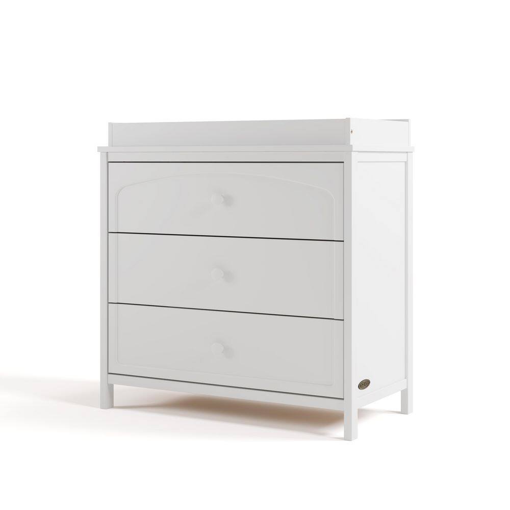 Olivia White 3 Drawer 35.51 in. Wide Dresser with Removable Changing Table Topper